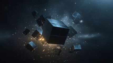 Abstract cubes explosion