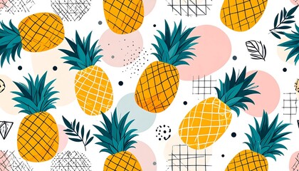 Pineapple pattern with abstract shapes