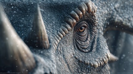 Encountering the Past: A Close-Up of a Triceratops in the Mesozoic Era