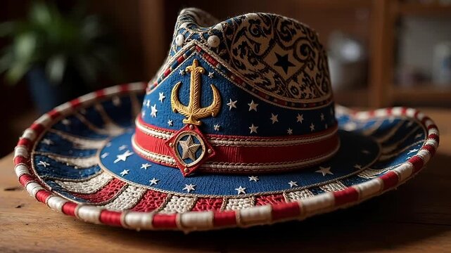 Celebrate American pride with this unique patriotic hat embodying freedom and style, perfect for summer events and festive gatherings