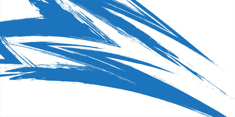 Grunge grainy blue brush stroke with spray texture. Hand drawn distress damaged vintage banner with zigzag bold line. Rough thick brush stroke texture. Spray paint effect vector background.