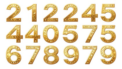 Gold glittery numbers