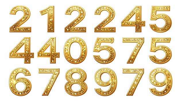 Gold glittery numbers