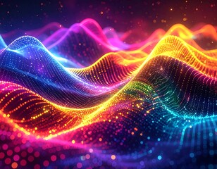 Abstract vibrant digital landscape of colorful waves