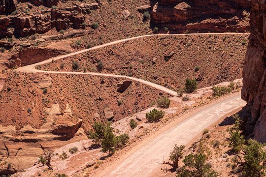 Shafer Trail Road leading down into Shafer Canyon at Canyonlands National Park.