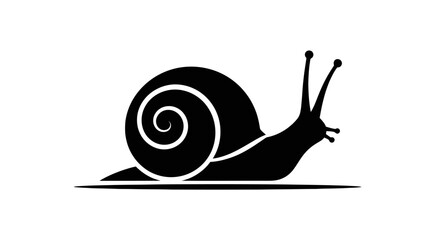 Minimalist Snail Silhouette: A Vector Illustration with a Spiral Shell and Tentacles © din
