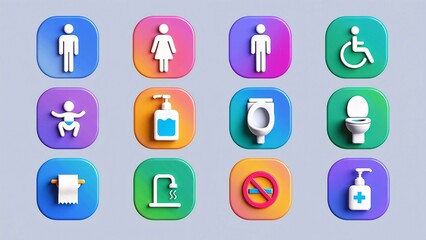 set of icons of toilet