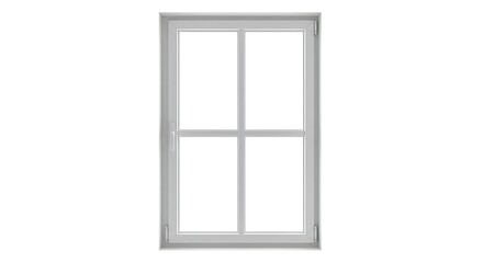 Isolated white window frame with glazed glass on a bright background