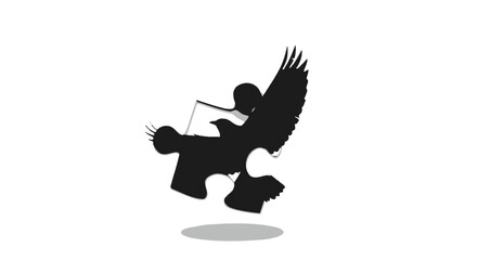 Symbolic eagle silhouette integrated with puzzle piece representing solutions and vision