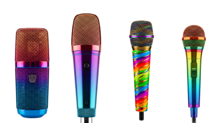 Collection of colorful microphones