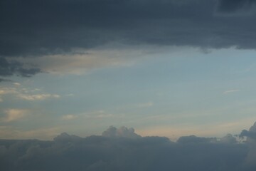 Blue sky with scattered white cumulus clouds