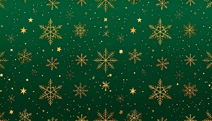 Gold snowflakes on a dark green background (2)