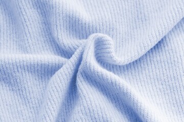 Knitted cashmere blue fabric texture with large fold