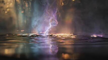 Fototapeta premium Abstract water flowing with colored smoke