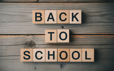 Wooden blocks spelling Back to School on rustic wooden surface, perfect for educational or seasonal campaigns