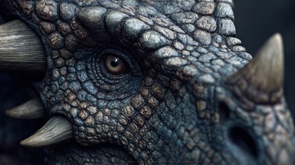 Intricate portrayal of a horned dinosaur showcasing textured skin patterns