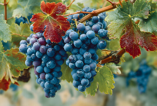 lush ripe wine grapes on the vipe