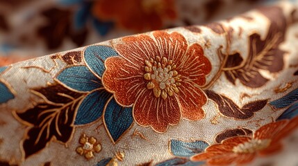 Floral Fabric Pattern with Rich Texture and Tonal Harmony for Textile Design