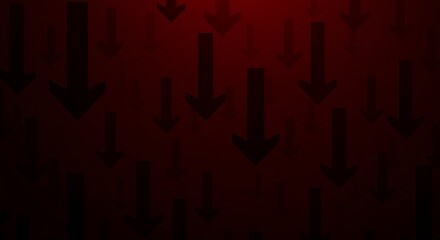 Dark red background with falling black arrows representing descent