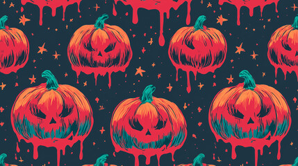 Wicked Jack‑o’-Lanterns Pattern on Deep Indigo