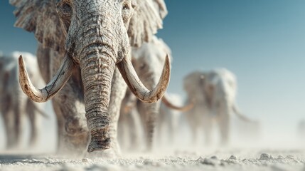 Majestic elephants traversing dusty landscapes, highlighting the beauty of wildlife