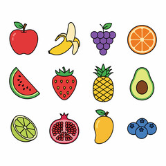 set of fruits and berries