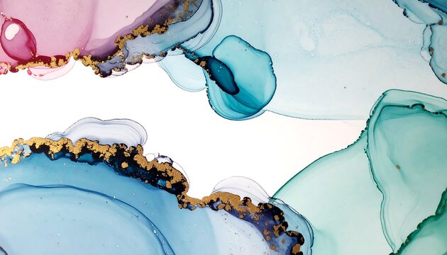 Abstract watercolor blend with gold flecks