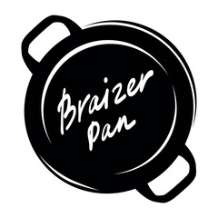 Pan icon with Lettering Words on braizer pan silhouette