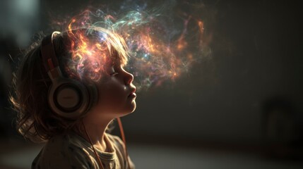 Child listening to music imagination