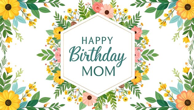 Floral Happy Birthday Mom card