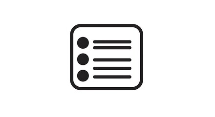 Black and white icon of a menu list with three dots and lines