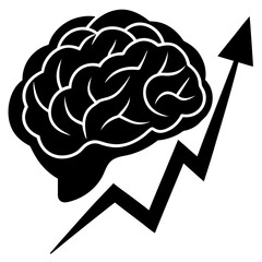 Brain Silhouette Growing Like A Stock Market Growth Chart Silhouette