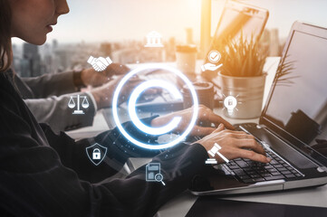 Copyright protection highlights copyright, intellectual property, and legal ownership through law, verification, and secure digital rights Vouch