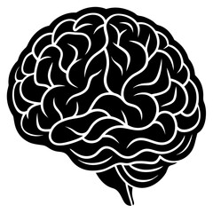 Brain Outline Filled With A Vibrant Gradient Mesh Silhouette