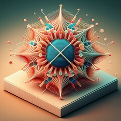 Intricate 3D Rendering of a Complex Structure with Geometric Shapes and Details