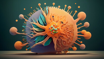 Abstract Microbe Art A 3D Rendered Exploration of Cellular Structure