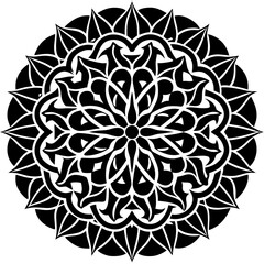 Silhouettes of an Elaborate and Symmetrical Mandala Pattern, Intricate Design