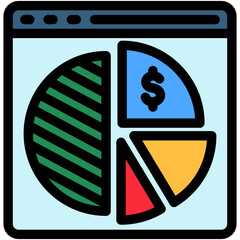 Pie Chart Icon, Mini Illustration Relate To Capital Market, Market Research. Use For Modern Concept, Ui, Ux Web And App Development.
