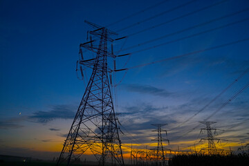 Fototapeta premium The power supply facilities of contour in the evening