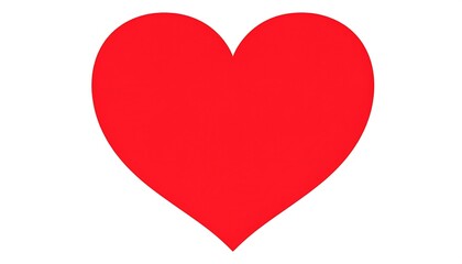 A simple, flat red heart shape on a bright white background, signifying love and affection. The symbol is solid and centered