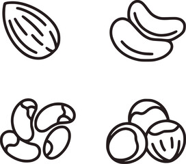Almond cashew bean hazelnut icons nuts