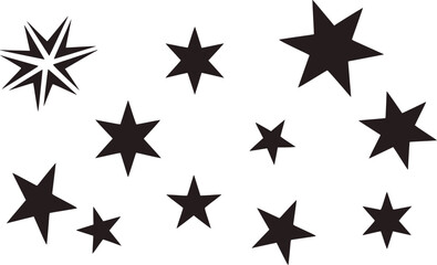 Dark star shapes scattered across white background stars graphic
