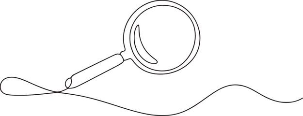 Magnifying glass with wavy line art black and white