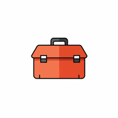 Red toolbox with handle and clasps for carrying tools and equipment.