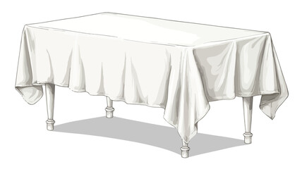 Elegant White Table with Tablecloth - Vector Illustration