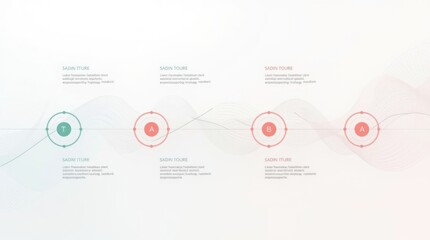 Conceptual infographic design representing a business timeline or strategic roadmap with four sequential steps on a modern wavy background