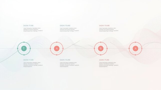 Conceptual infographic design representing a business timeline or strategic roadmap with four sequential steps on a modern wavy background
