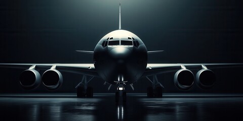 Aircraft in Dramatic Lighting Prepares for Takeoff at a Modern Airport Terminal