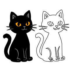 set of cats Cute Halloween Black Cat Vector Illustration – Spooky Kitty Cartoon