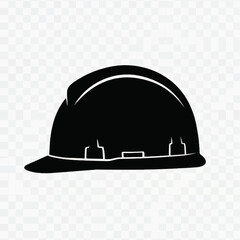 Black Silhouette of a Hard Hat for Construction Safety.